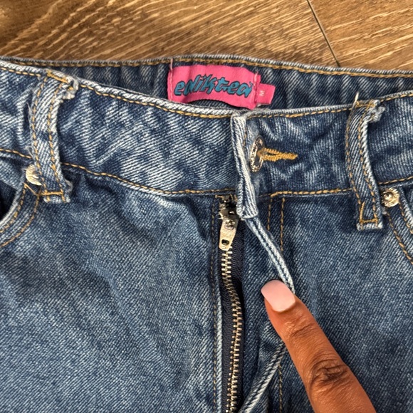 Edikted Blue Heart Cutout Straight Leg Jeans - Picture 2 of 4